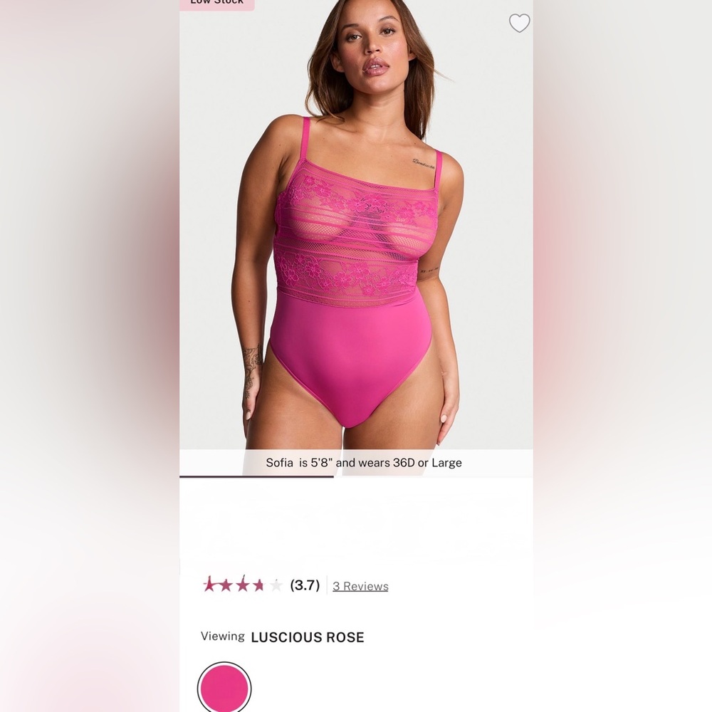 NWT Victoria's Secret Lacie Striped Floral underwire bodysuit 
- Luscious Rose